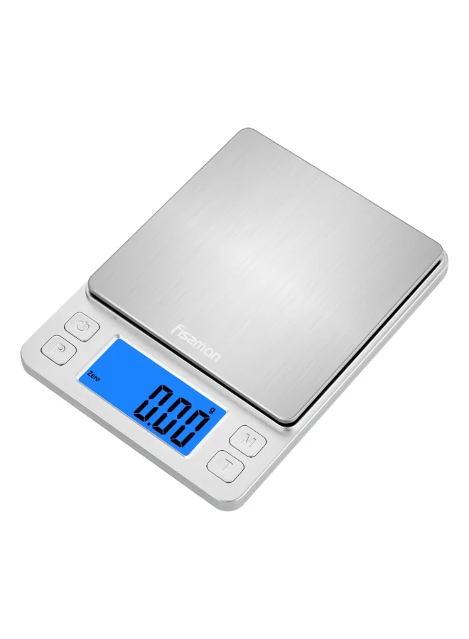 Fissman  Electronic Kitchen Scales 14cm with Two Additional Trays with Minimum 0.5Grams Maximum 3KG Compact Food Weighing Device for Cooking, Baking, and Meal Prep  | Best Price UAE