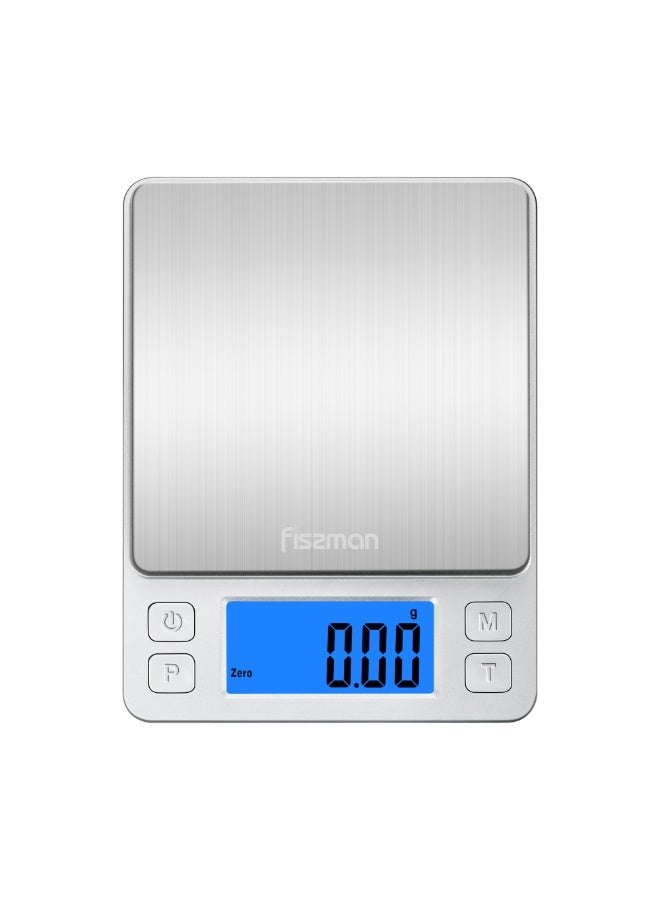 Fissman ميزان مطبخ إلكتروني 14 سم مع صينيتين إضافيتين جهاز وزن طعام مدمج للطهي، الخبز، وتحضير الوجبات - Image 5