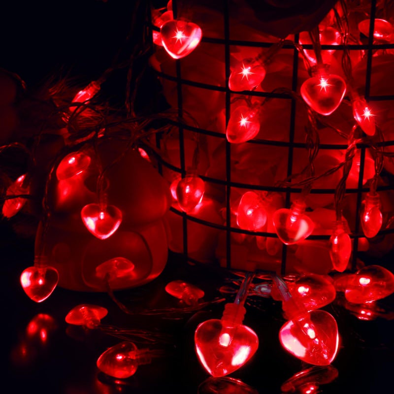 Luditek 147ft 40LED Mothers Day Decorations String Lights Battery Operated Heart Shape Hanging Garland Valentines Day Decor for Indoor Outdoor Home Room Party Wedding