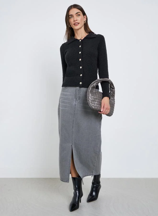 Styli Styli Textured Ribbed Buttoned Top