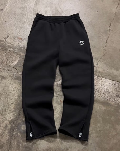 Cross-border Europe and the United States retro y2k street trend hip-hop casual elastic waist zipper loose solid color sports casual pants Black 