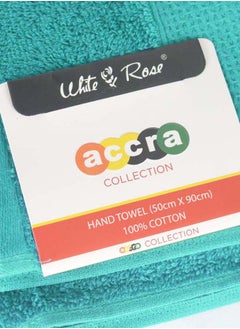 White Rose Towel 4 Piece Bathroom  Set ACCRA 550 GSM 100% Cotton Terry 2 Bath  70X140 cm & 2 Hand  50x90 cm Turquoise & Yellow Color Soft Feel Super Absorbent  - Image 5