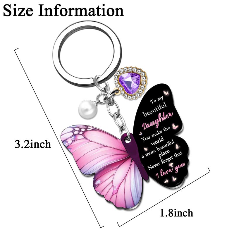 SOJUWEL Daughter Gifts from Mom Daughter Gifts Purple Butterfly Keychians Daughters Adult Birthday Gift Idea for Christmas Valentines Graduation Present Mother Daughters Gift for Her Mom Daugter Keyring - Image 3