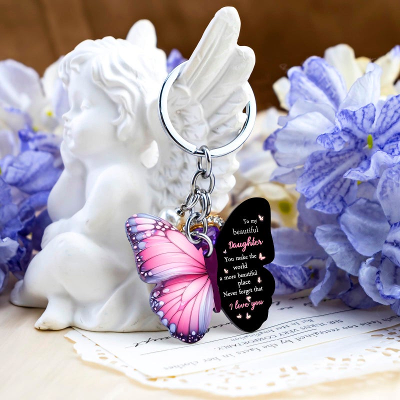 SOJUWEL Daughter Gifts from Mom Daughter Gifts Purple Butterfly Keychians Daughters Adult Birthday Gift Idea for Christmas Valentines Graduation Present Mother Daughters Gift for Her Mom Daugter Keyring - Image 4