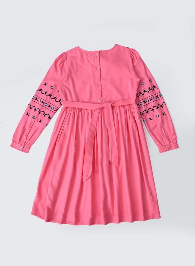 BELLA MODA Embroidered Longsleeve Dress