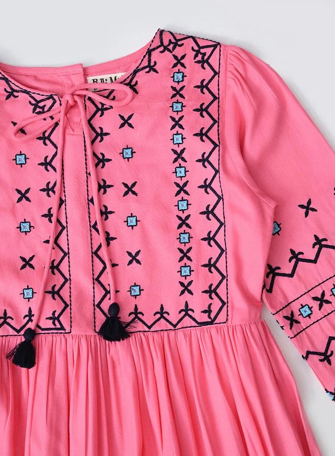 BELLA MODA Embroidered Longsleeve Dress