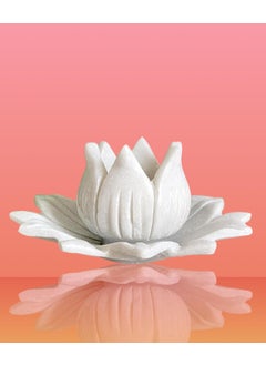 R&M R&M Marble Bowl/Urli/Candle Holder Combo Pack Of 2 For Home Decoration (6Inch Bowl With 3Inch Candle Holder)|Marble Flower Bowl|Marble Floating Candle Holder Bowl|Marble Fruit Bowl, White  - Image 1