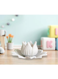 R&M R&M Marble Bowl/Urli/Candle Holder Combo Pack Of 2 For Home Decoration (6Inch Bowl With 3Inch Candle Holder)|Marble Flower Bowl|Marble Floating Candle Holder Bowl|Marble Fruit Bowl, White  - Image 4