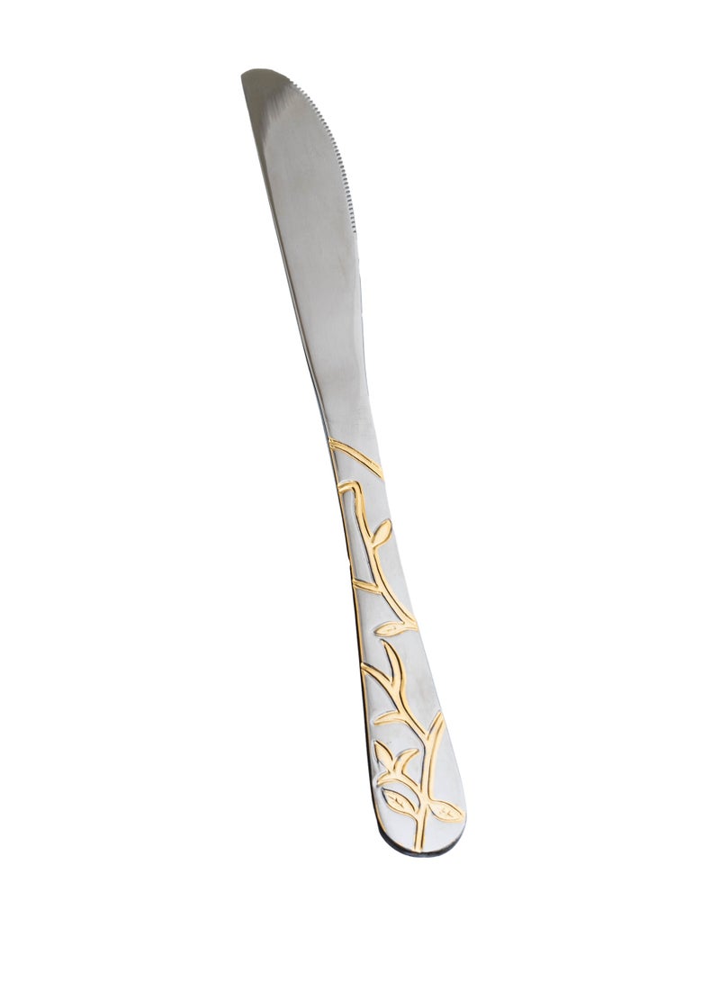Hic 6-Piece Stainless Steel Dinner Knife Set Silver With Gold  - Image 2