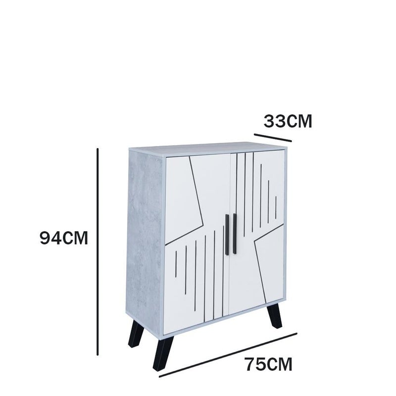 بيتي خزانة أحذية خشب بابين , رمادي وأبيض - Image 3