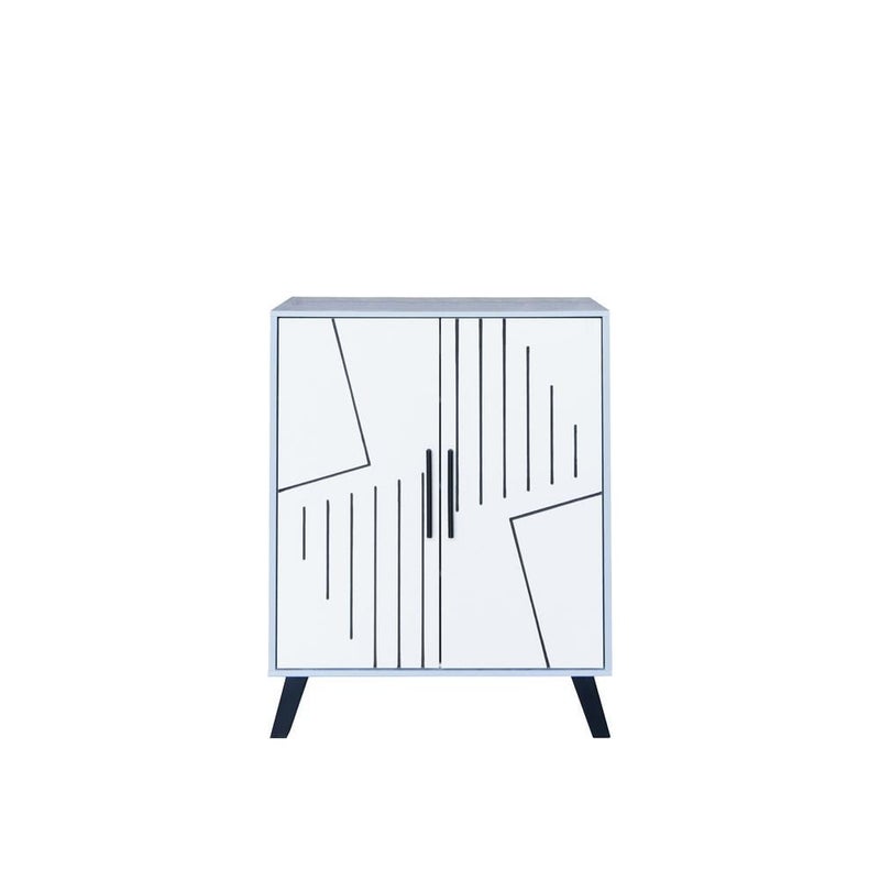 بيتي خزانة أحذية خشب بابين , رمادي وأبيض - Image 2