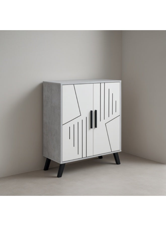 بيتي خزانة أحذية خشب بابين , رمادي وأبيض - Image 1