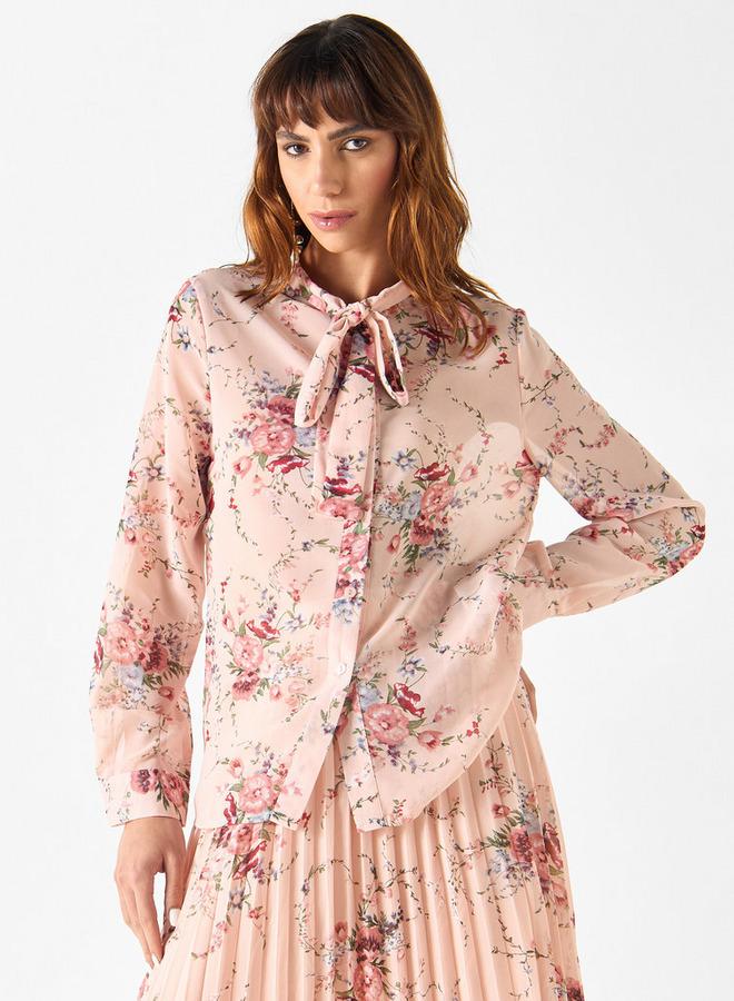 تواكستريمز بلوزة بأكمام طويلة وفيونكة وطبعات زهرية تو إكستريمز - Image 1