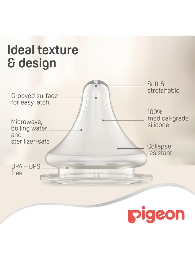 pigeon 2 Pieces Soft Touch Peristaltic Plus Silicone Nipple (L) Card Wide Neck Nipple