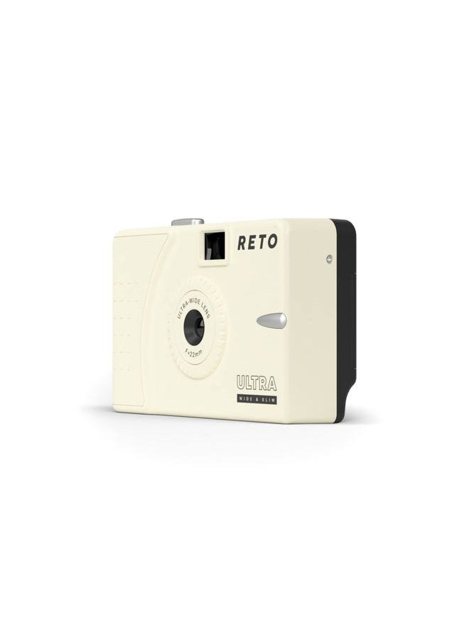 RETO Ultra Wide and Slim 35mm Reusable Daylight Film Camera - 22mm Wide Lens, Focus Free, Light Weight, Easy to Use (Cream)  - Image 2