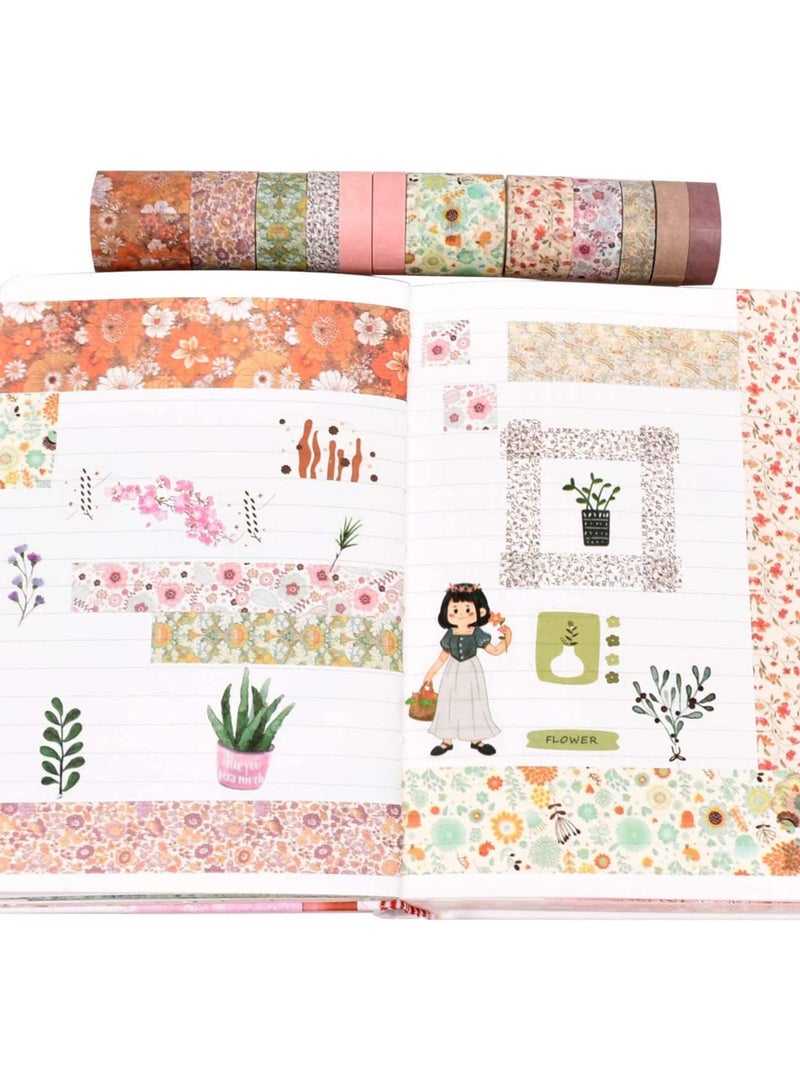 Excefore 12 Rolls Floral Washi Masking Tapes Set Japanese Decorative Flowers Washi Masking Tape for DIY Crafts Arts Scrapbooking Bullet Journal Planners Gift - Image 2