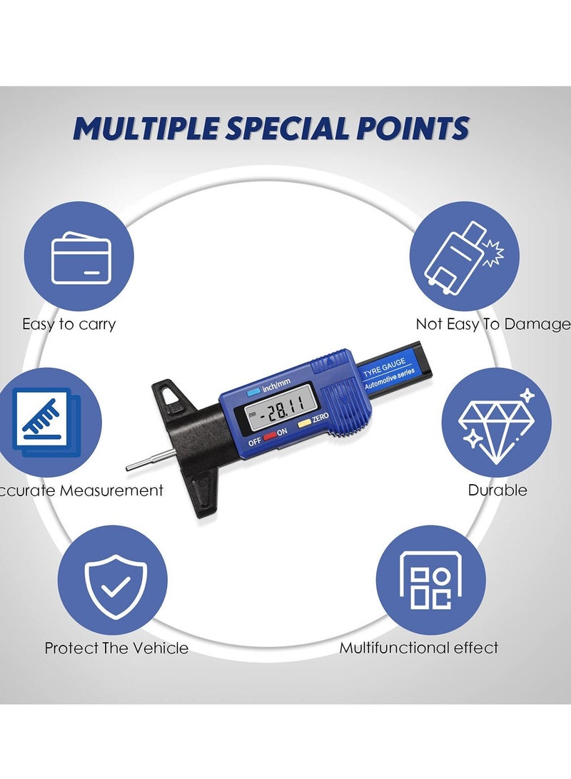 Generic Tire Tread Depth Gauge, LCD Digital Tire Tread Depth Gauge Blue Tire Wear Gauge Tread Checker with Inch MM Conversion for Motorcycle Car Truck  - Image 5