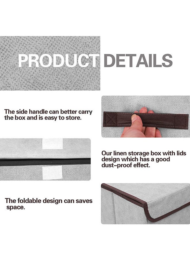 Arabest Pack of 4 Foldable Storage Box with Lid Grey 36x23x24cm  - Image 3