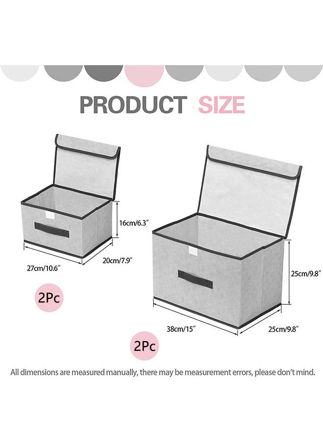 Arabest Pack of 4 Foldable Storage Box with Lid Grey 36x23x24cm  - Image 2