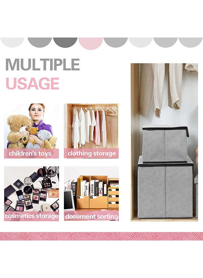Arabest Pack of 4 Foldable Storage Box with Lid Grey 36x23x24cm  - Image 5