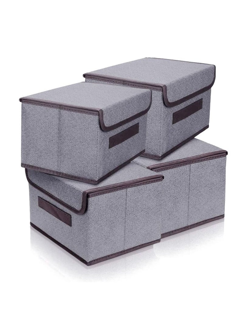 Arabest Pack of 4 Foldable Storage Box with Lid Grey 36x23x24cm  - Image 1
