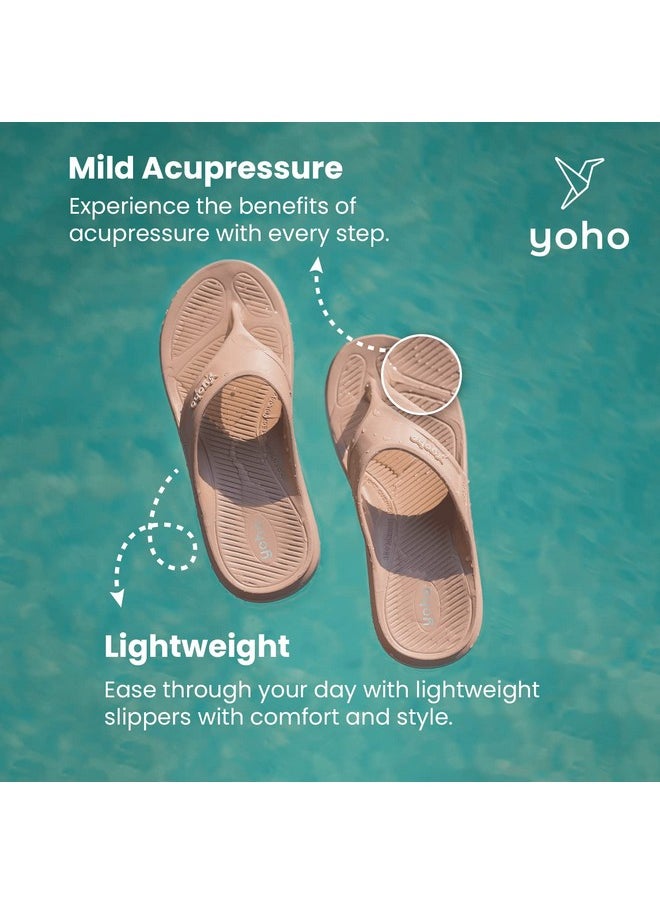 YOHO YOHO Drizzle Soft Slippers for Men | Mild Acupressure | Lightweight, Beige, UK 11  - Image 2