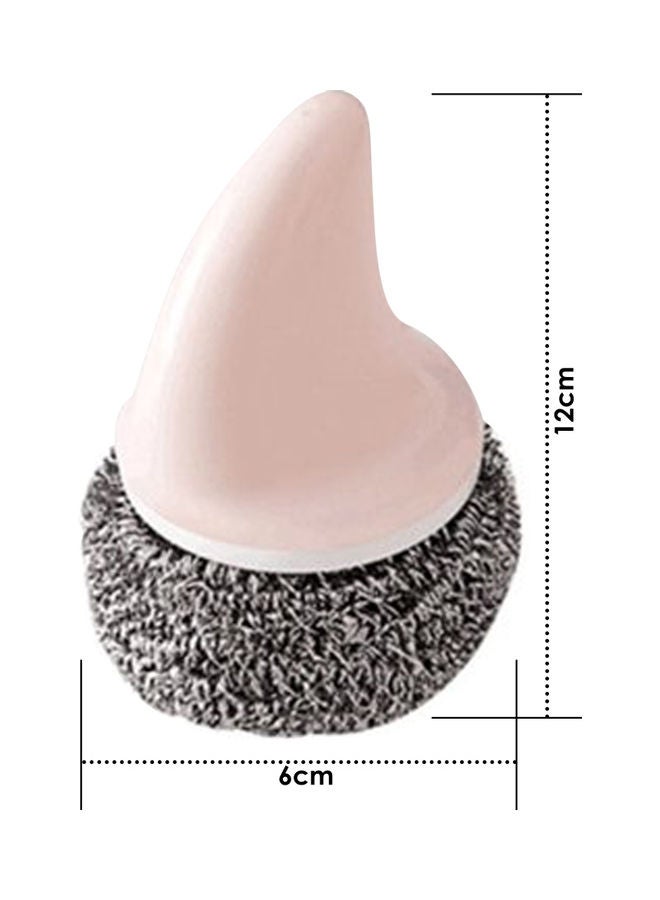 NIBEMINENT 2-Piece Stainless Steel Wool Brush With Handle Pink/Silver 17x12.2x10cm - Image 3