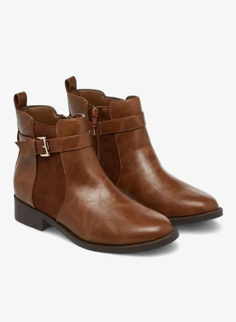Flora Bella By Shoexpress Panelled Ankle Boots with Zip Closure