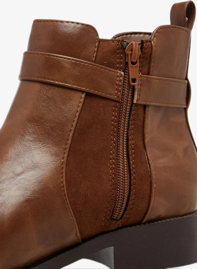 Flora Bella By Shoexpress Panelled Ankle Boots with Zip Closure