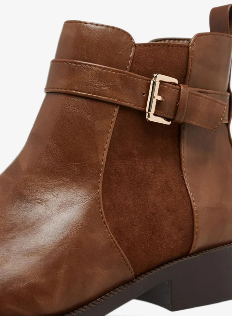 Flora Bella By Shoexpress Panelled Ankle Boots with Zip Closure