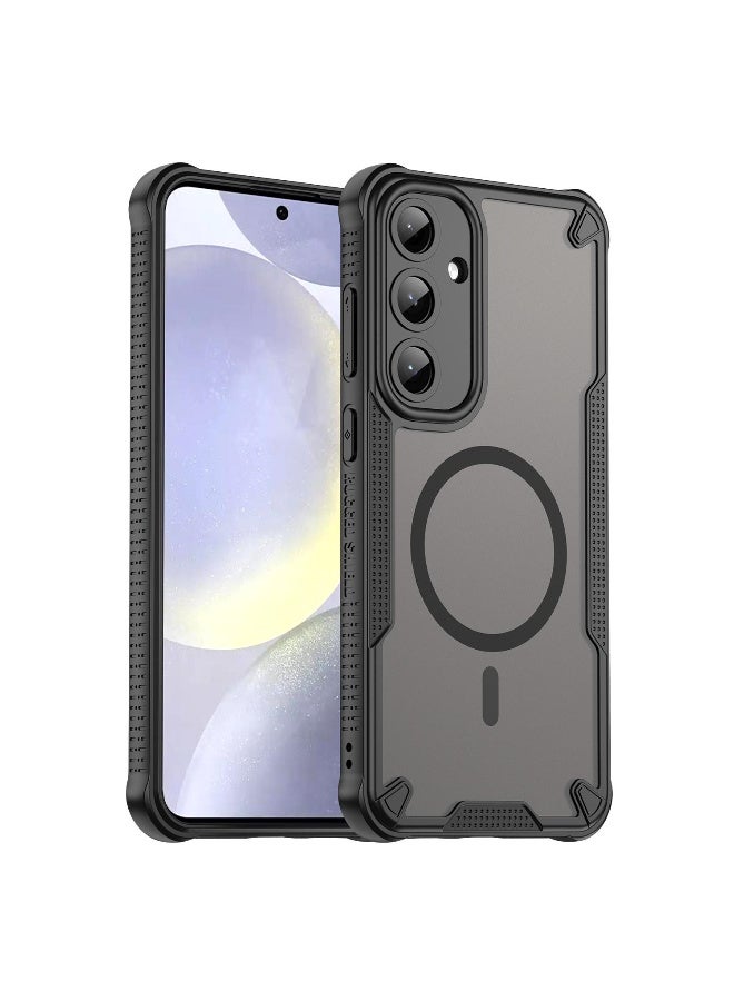 Cover For Samsung Galaxy S24 Plus Armor Glaze MagSafe Magnetic Phone Case Raised edges around the screen and camera lens help prevent scratches - Black - Image 1