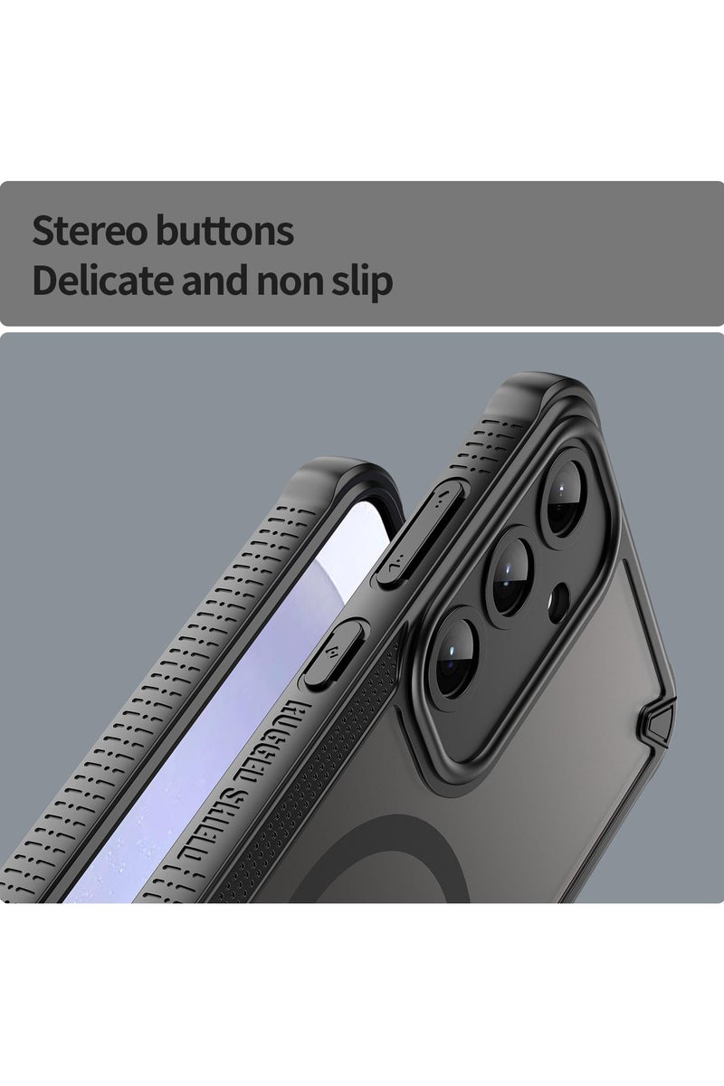 Cover For Samsung Galaxy S24 Plus Armor Glaze MagSafe Magnetic Phone Case Raised edges around the screen and camera lens help prevent scratches - Black - Image 5