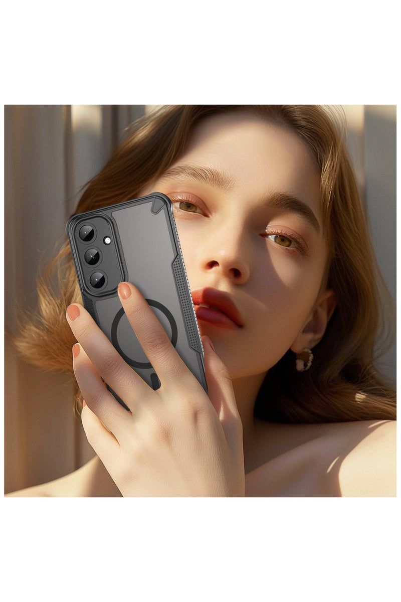 Cover For Samsung Galaxy S24 Plus Armor Glaze MagSafe Magnetic Phone Case Raised edges around the screen and camera lens help prevent scratches - Black - Image 2