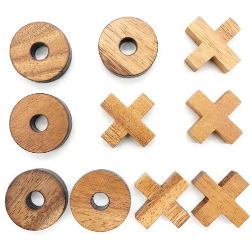 BSIRI Tic Tac Toe Wooden Board Games Only XO Pieces Unique Gifts Fun Gifts for Adults and Use as Living Room Rustic Table Decor Ideal for Coffee Table Decor - Image 1