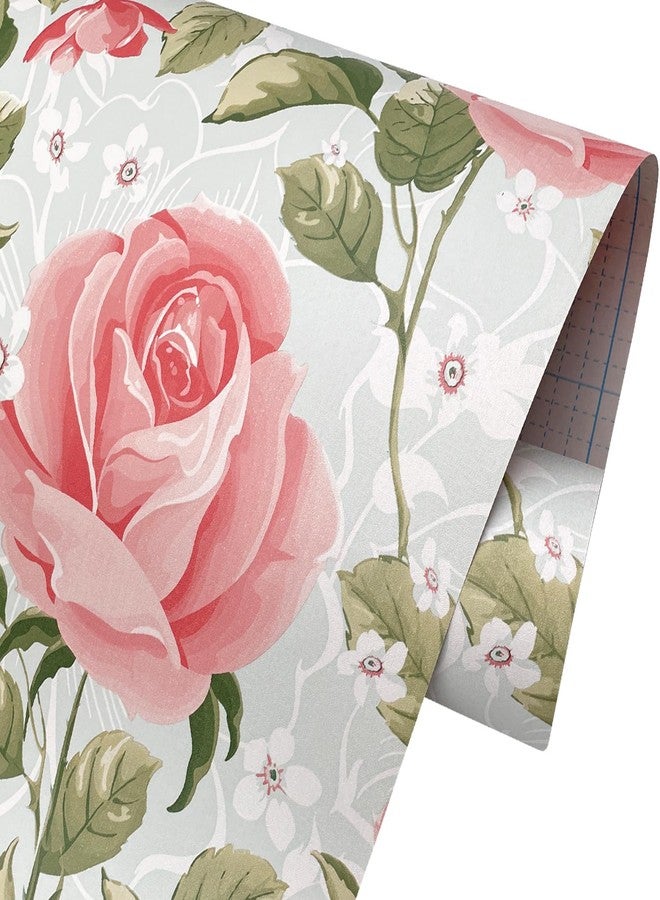 Yifasy 2 Pack Shelf Liners Pink Rose Removable Drawer Papers Furniture Stickers Wall Decor Flowers 17.7 Inch Wide - Image 1