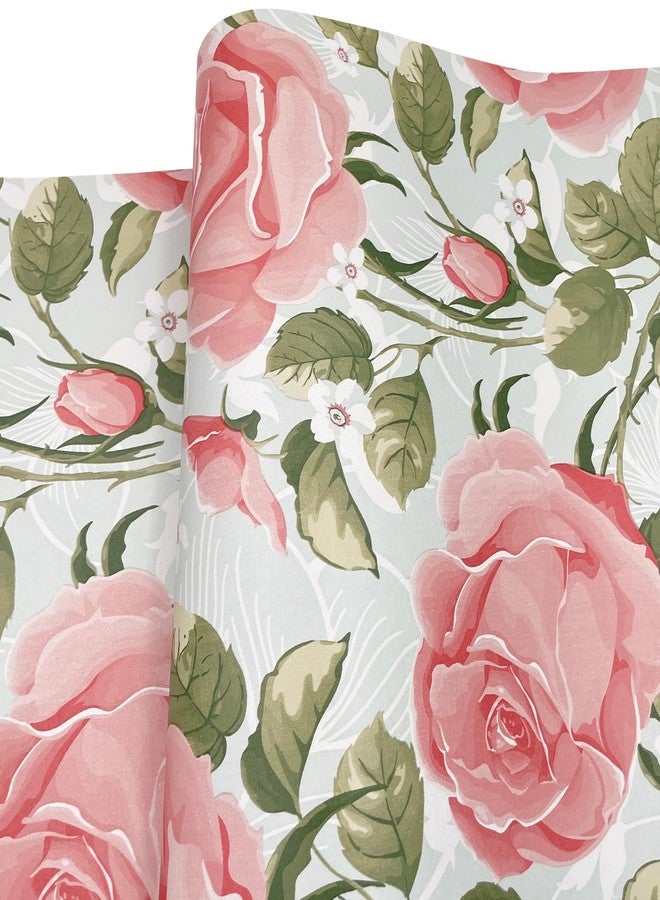 Yifasy 2 Pack Shelf Liners Pink Rose Removable Drawer Papers Furniture Stickers Wall Decor Flowers 17.7 Inch Wide - Image 2