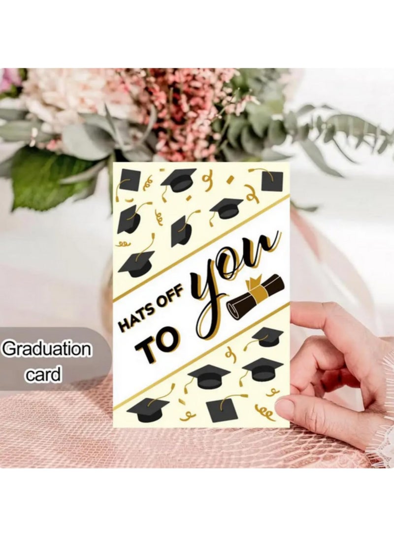 12PCS Matte Graduation Cards with Glitter Cap Design Bulk Blank Greeting Cards Set for College Graduation Parties Includes Envelopes Stickers Gold Black Thank You Cards for Teachers Students - Image 5