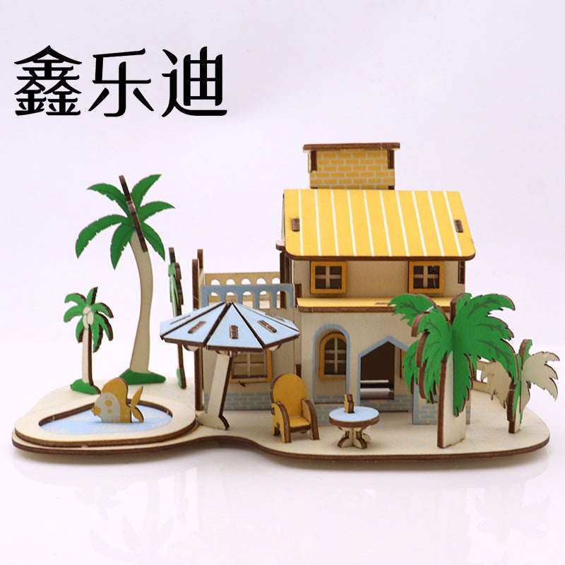 Children'S Educational Toys Student Hand-Made Wooden Scene Room 3D 3D Puzzle Decoration Diy Cottage - Image 4