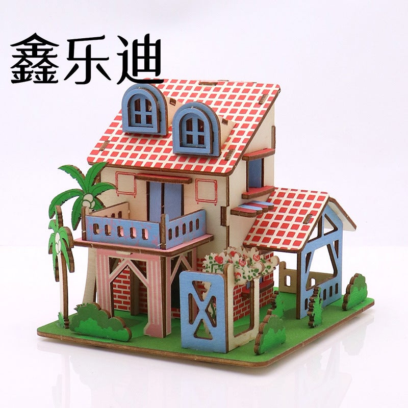 Children'S Educational Toys Student Hand-Made Wooden Scene Room 3D 3D Puzzle Decoration Diy Cottage - Image 3