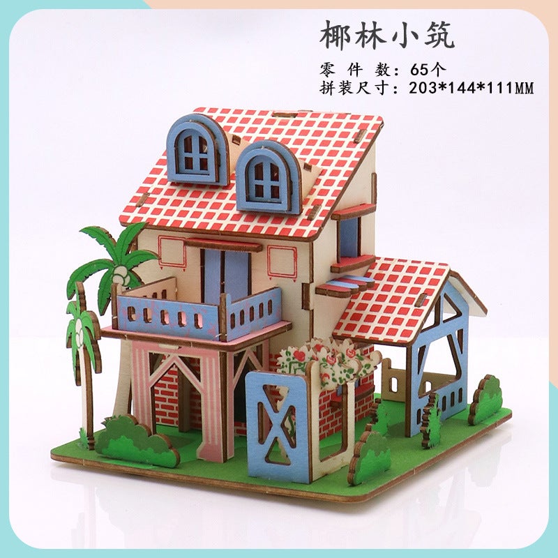Children'S Educational Toys Student Hand-Made Wooden Scene Room 3D 3D Puzzle Decoration Diy Cottage - Image 1