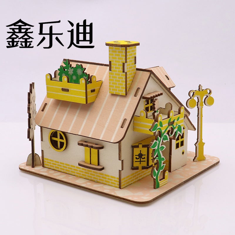 Children'S Educational Toys Student Hand-Made Wooden Scene Room 3D 3D Puzzle Decoration Diy Cottage - Image 5