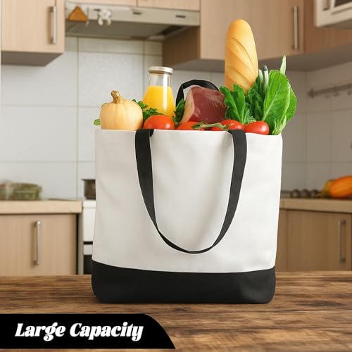 Retainbre 10 Pcs Sublimation Tote Bags Blanks Canvas Tote Bags Bulk Plain Tote Bag to Decorate DIY Craft Paint (18.5"x15"x4") - Image 3