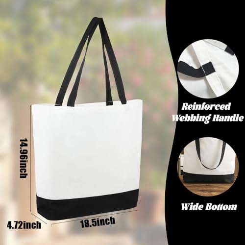 Retainbre 10 Pcs Sublimation Tote Bags Blanks Canvas Tote Bags Bulk Plain Tote Bag to Decorate DIY Craft Paint (18.5"x15"x4") - Image 4