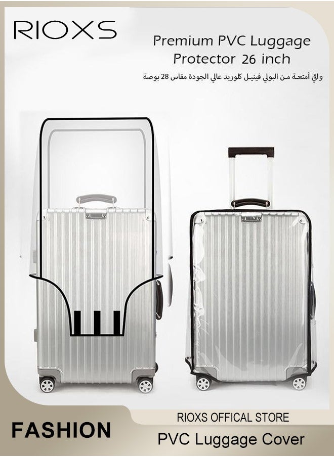 RIOXS Clear Luggage Cover,Premium PVC Luggage Protector,26 Inch Transparent Travel Luggage Protector For Wheeled Suitcase,Waterproof Dustproof & Anti-Scratch Suitcase Covers-Thickness 0.2mm,26 Inch  - Image 1