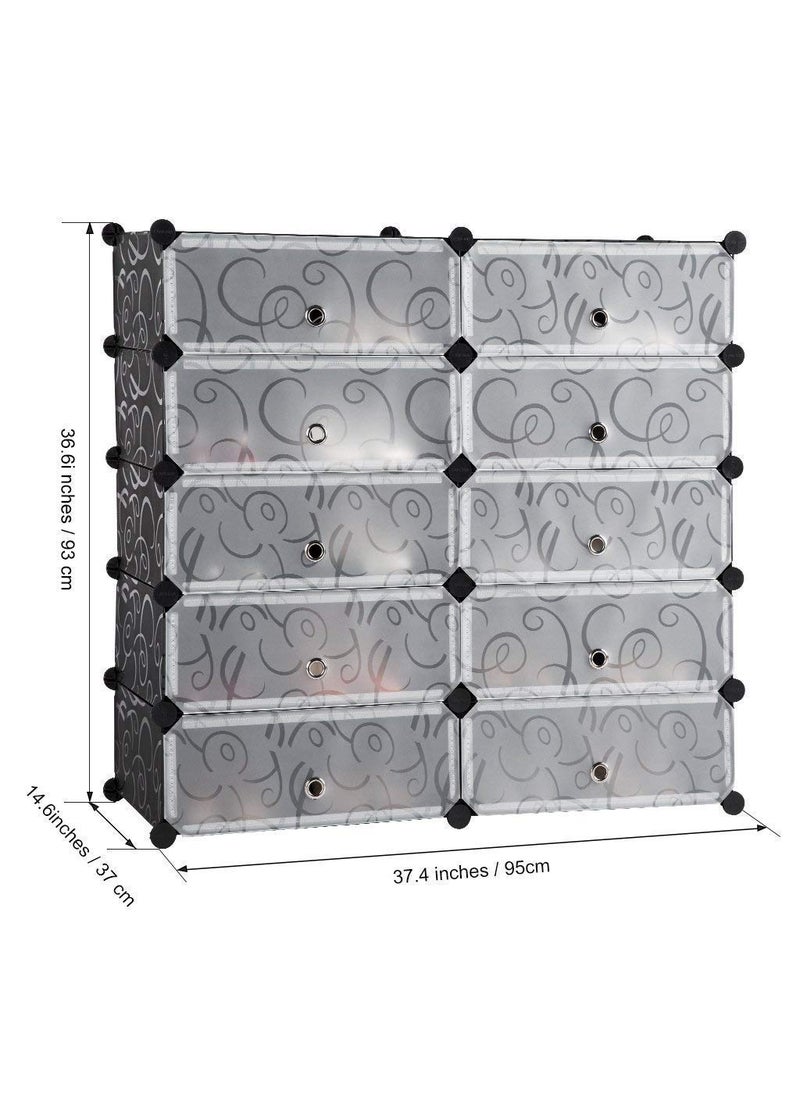 Styleys Styleys Plastic Shoe Rack with Cover for Home/Office Cube Organizer Wardrobe (10 Cube - Black)  - Image 3