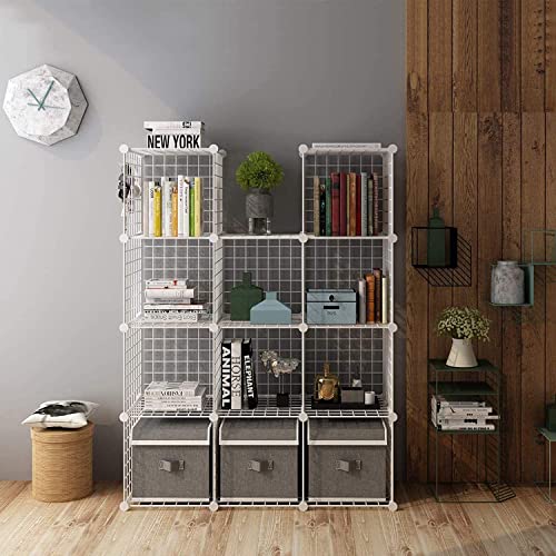 C&AHOME Wire Cube Storage, 12-Cube Storage Organizer Metal, C Grids Storage Bins Shelving, Modular Bookshelf Shelf, Closet Cabinet Ideal for Bedroom, Office 36.6”L x 12.4”W 48.4”H White - Image 4
