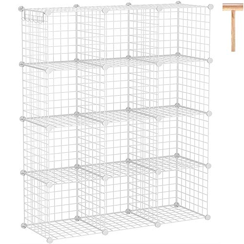 C&AHOME Wire Cube Storage, 12-Cube Storage Organizer Metal, C Grids Storage Bins Shelving, Modular Bookshelf Shelf, Closet Cabinet Ideal for Bedroom, Office 36.6”L x 12.4”W 48.4”H White - Image 1