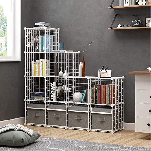 C&AHOME Wire Cube Storage, 12-Cube Storage Organizer Metal, C Grids Storage Bins Shelving, Modular Bookshelf Shelf, Closet Cabinet Ideal for Bedroom, Office 36.6”L x 12.4”W 48.4”H White - Image 3