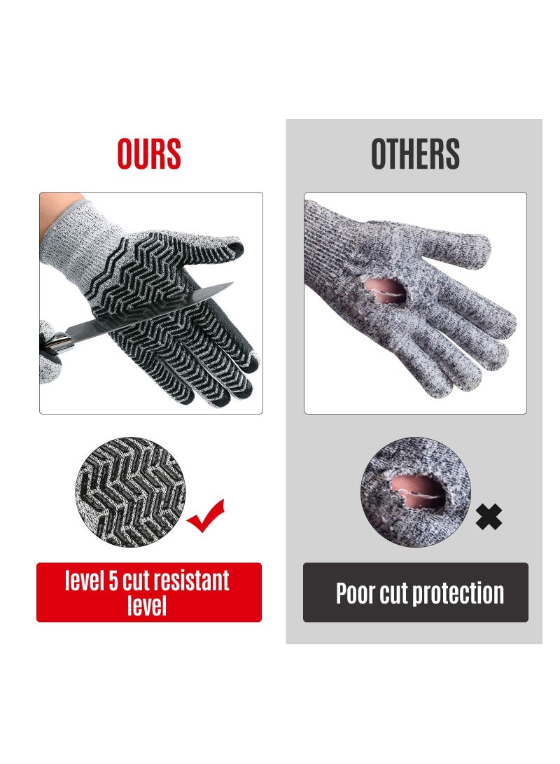 SYOSI Cut Resistant Gloves, Rubber Resistant Cutting Gloves, Resistant Cutting Gloves, Wood Carving Rotary Handling Glass Moving Boxes with Rubber Grip, Sandy Nitrile Coated Working Glove (23.5CM)  - Image 2