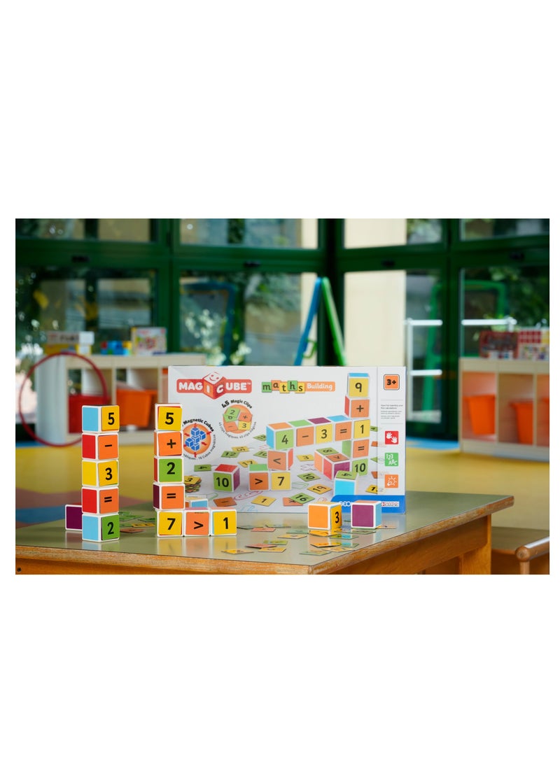 GEOMAG - Geomag Magicube Maths Building + Clips, Magnetic STEM Toys For Kids, Early Educational Magnetic Building Toys, 55 PCS, Made in Switzerland, 100% Recycled Plastic, Open Ended Toys, Construction Toys - Image 1